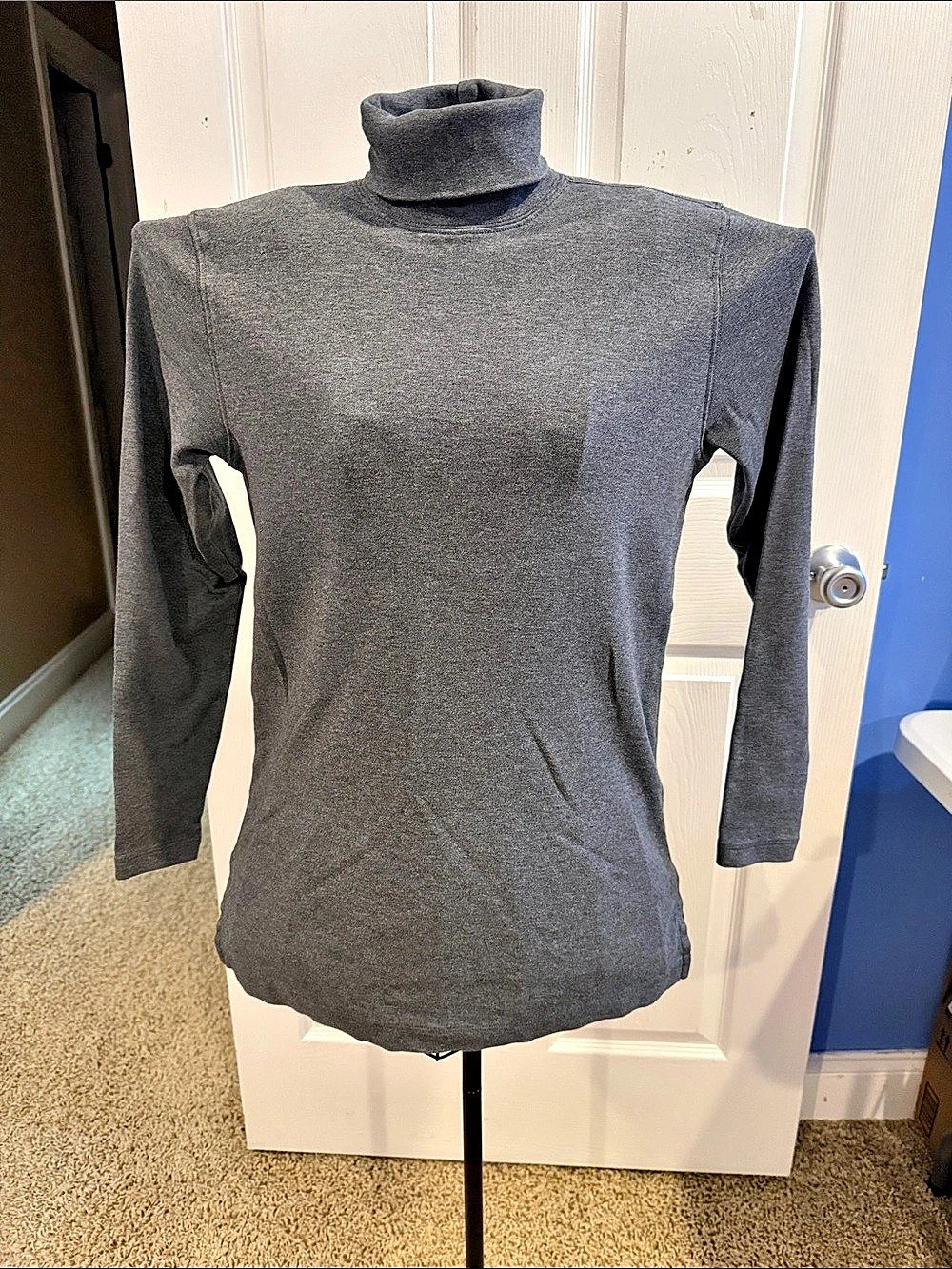 Lands' End Supima 100% Cotton Turtleneck Top Gray Size Small 6-8